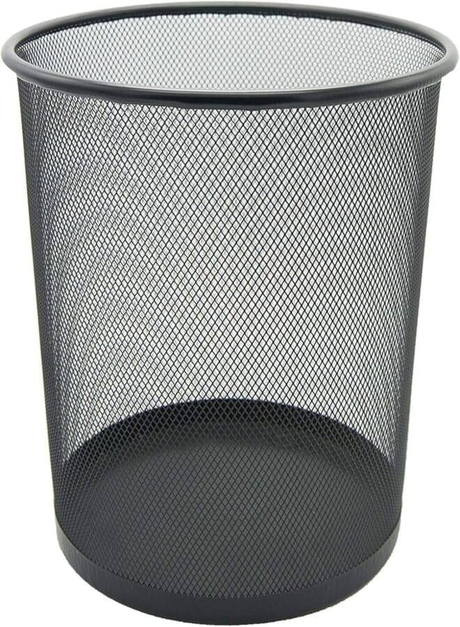 FIS Wire Mesh Waste Baskets Round Net Type, Black Color, 23 x 26 cm Size - FSWA101BK